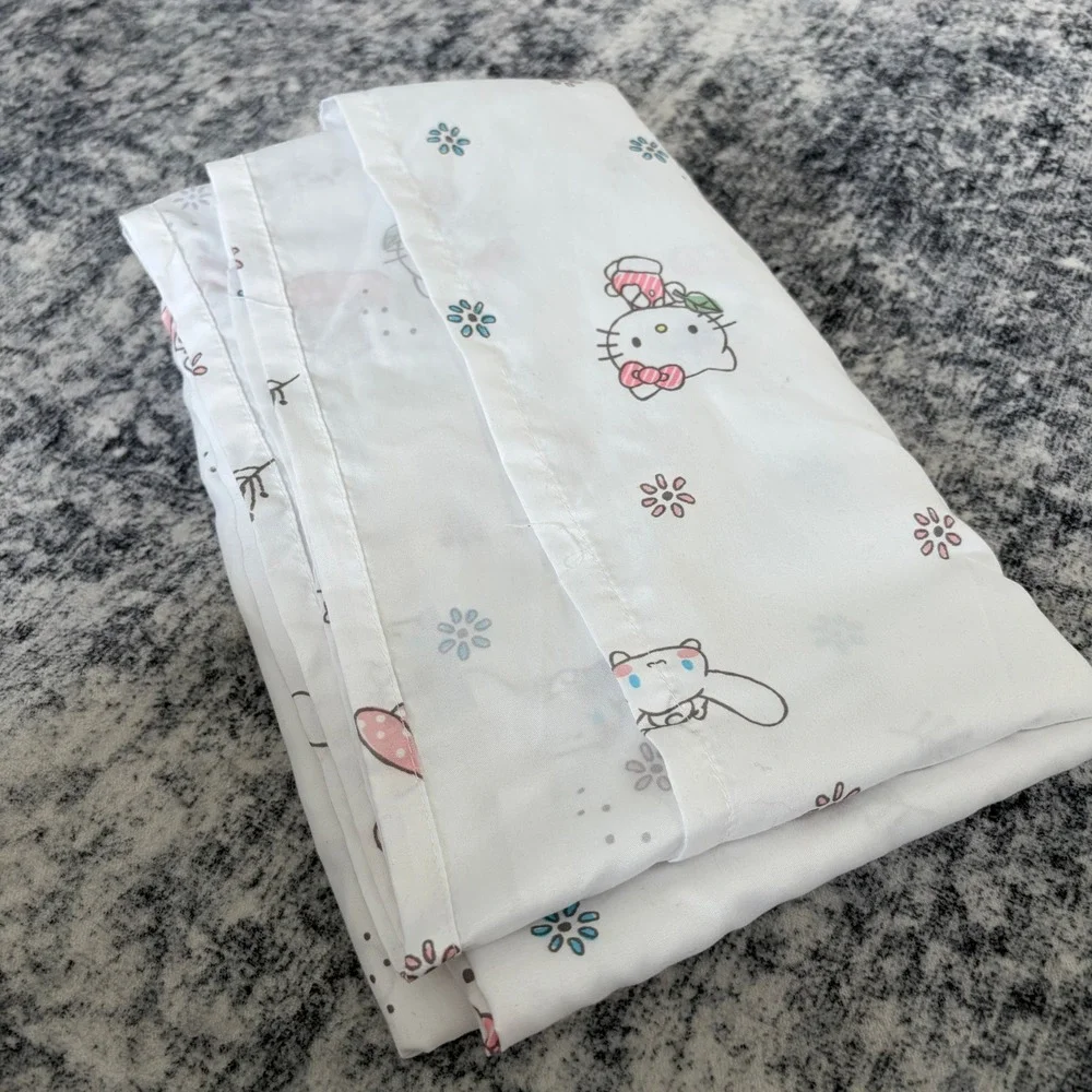 Sanrio Hello Kitty My Melody Cinnamoroll Twin Flat‎ Sheet White Kids Bedding